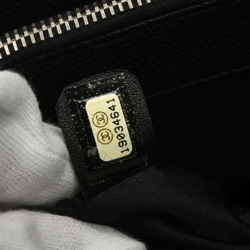 Chanel 2014 Black Caviar Skin Grand Shopping Tote GST Chain Handbag
