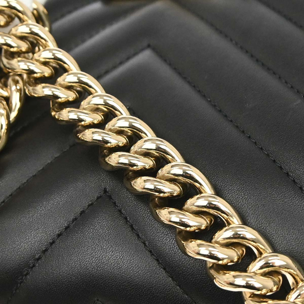 Boy Chanel 2019 Black Lambskin Chevron Medium Double Chain Shoulder Bag