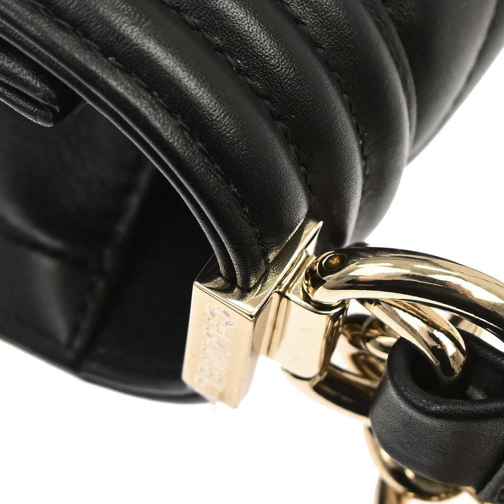 Boy Chanel 2019 Black Lambskin Chevron Medium Double Chain Shoulder Bag