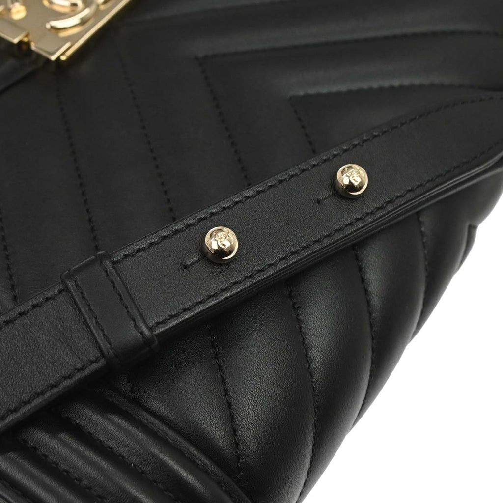 Boy Chanel 2019 Black Lambskin Chevron Medium Double Chain Shoulder Bag