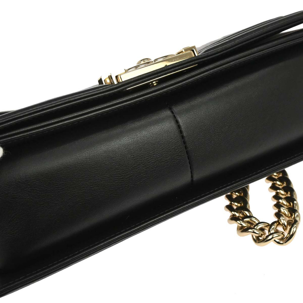 Boy Chanel 2019 Black Lambskin Chevron Medium Double Chain Shoulder Bag