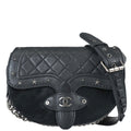 Chanel 2014 Black Calfskin Pony Hair Paris-Dallas Saddle Shoulder Bag
