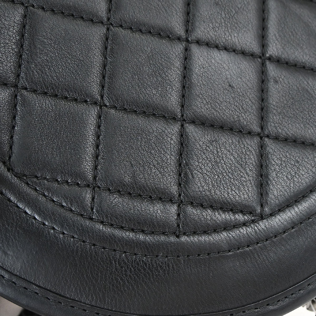 Chanel 2014 Black Calfskin Pony Hair Paris-Dallas Saddle Shoulder Bag