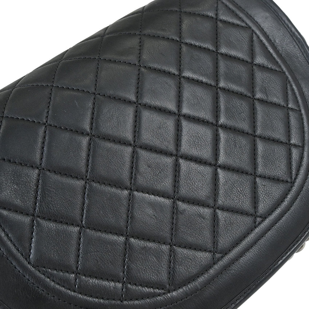 Chanel 2014 Black Calfskin Pony Hair Paris-Dallas Saddle Shoulder Bag