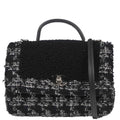 Chanel 2017-2018 Black Tweed Shierling Top Handle 2way Shoulder Handbag