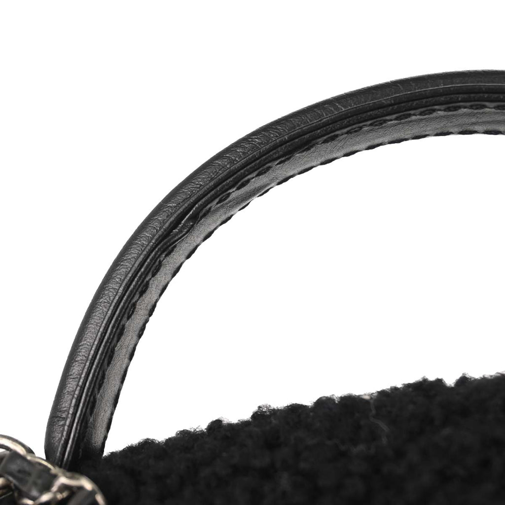 Chanel 2017-2018 Black Tweed Shierling Top Handle 2way Shoulder Handbag