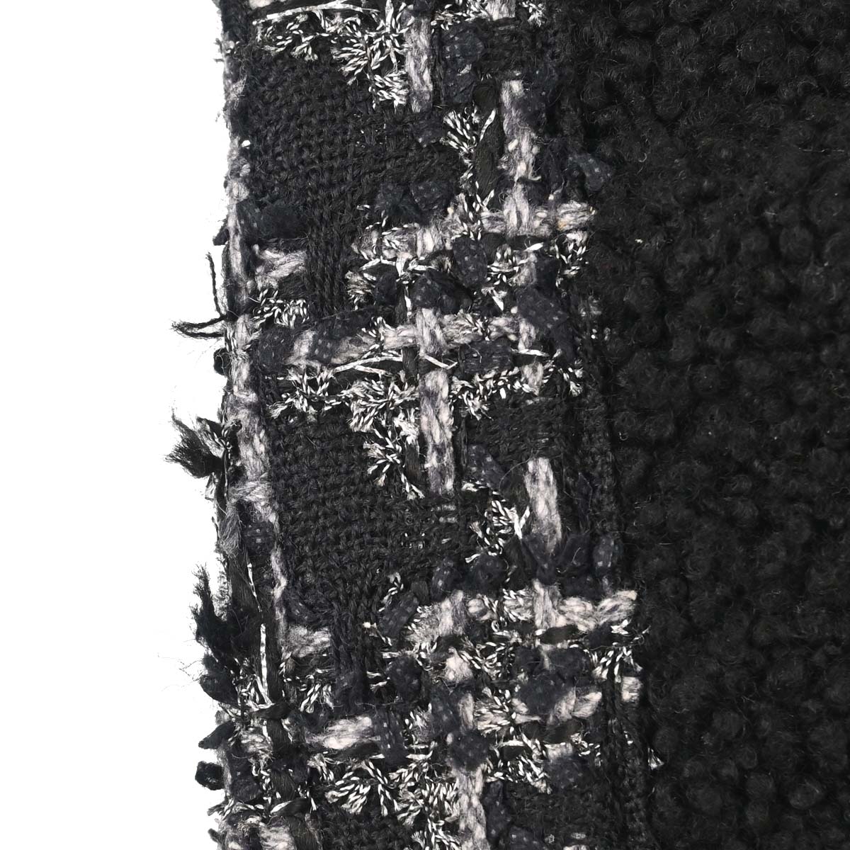 Chanel 2017-2018 Black Tweed Shierling Top Handle 2way Shoulder Handbag
