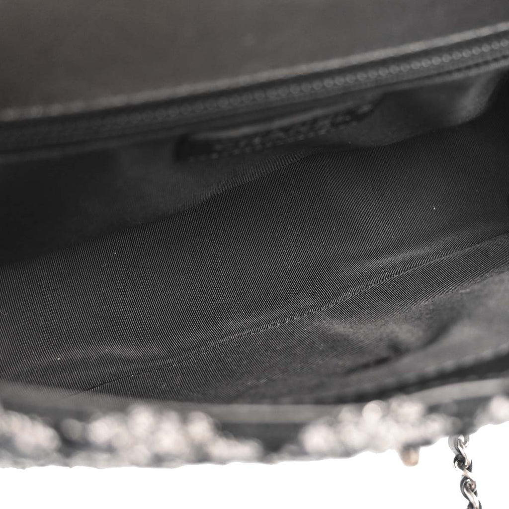 Chanel 2017-2018 Black Tweed Shierling Top Handle 2way Shoulder Handbag