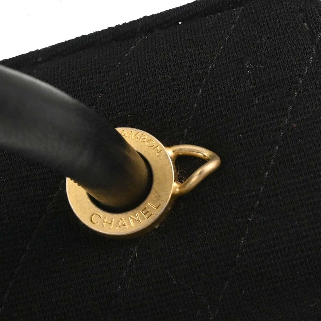 Chanel 2019 Black Cotton Chevron Coco Handle 2way Shoulder Handbag