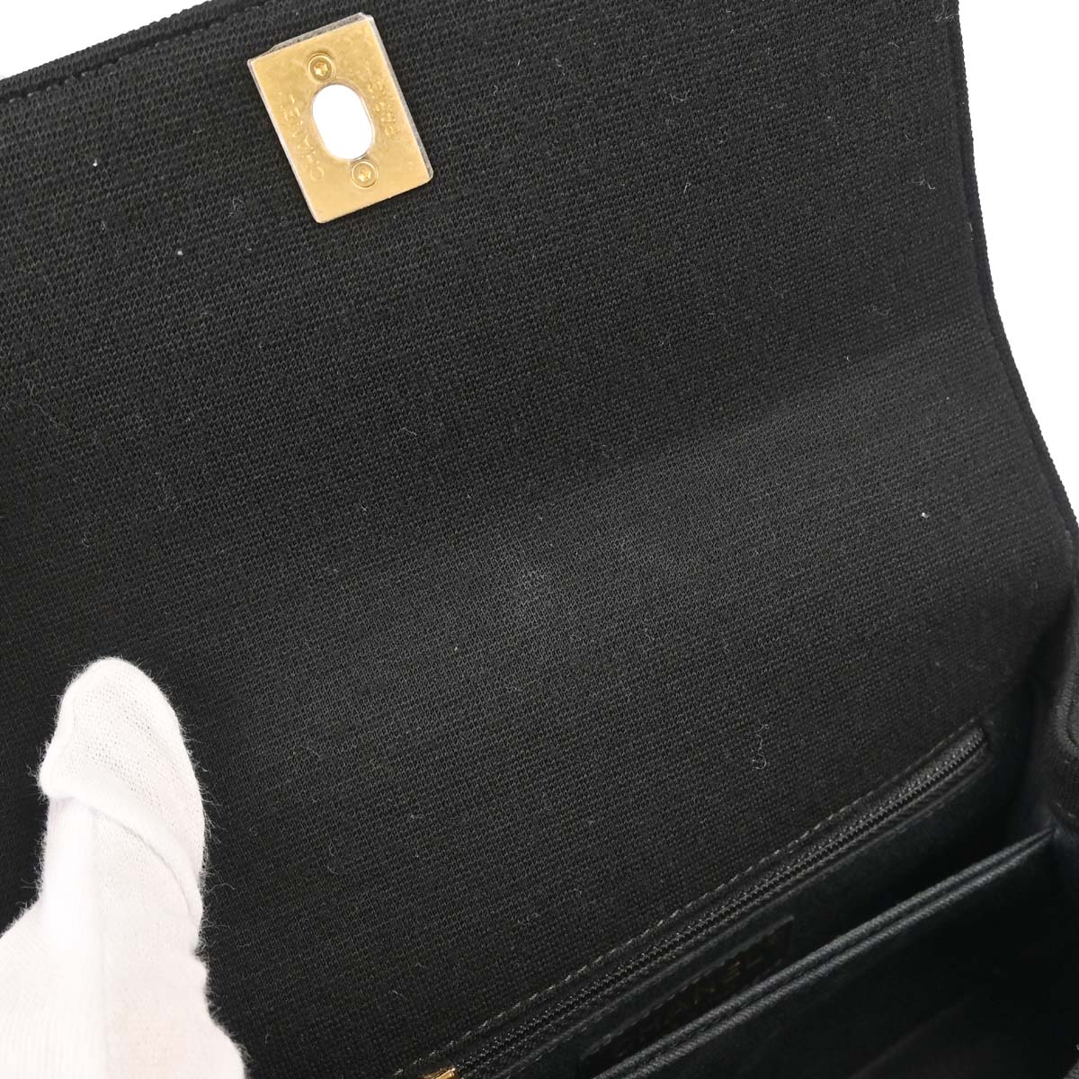 Chanel 2019 Black Cotton Chevron Coco Handle 2way Shoulder Handbag