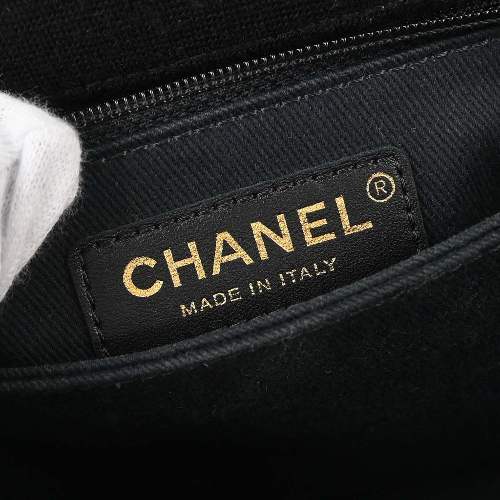 Chanel 2019 Black Cotton Chevron Coco Handle 2way Shoulder Handbag