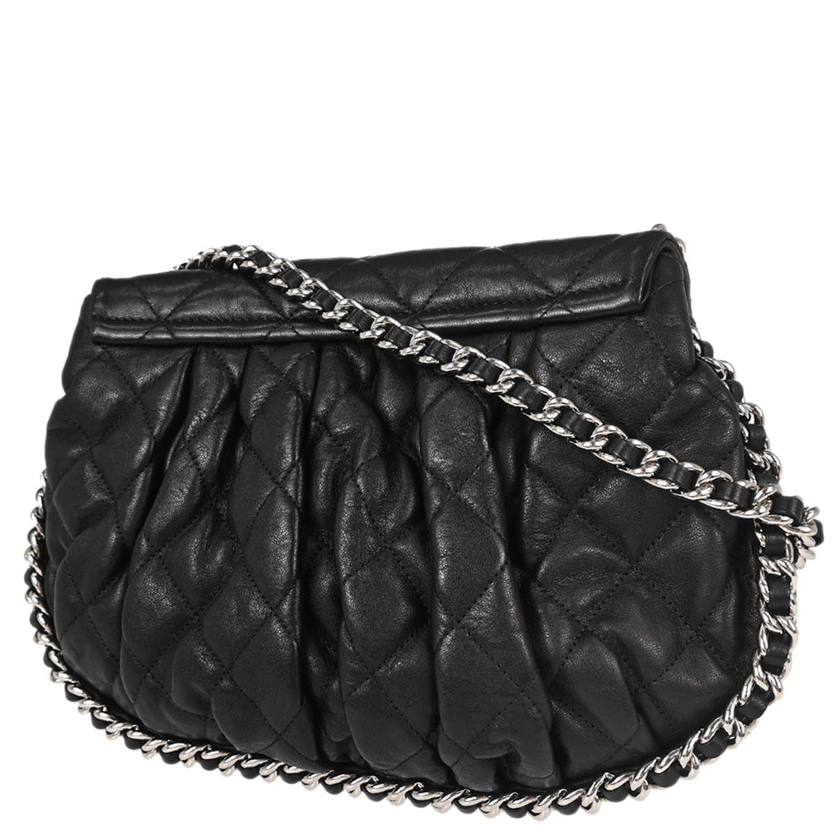 Chanel 2012 Black Calfskin Chain Around Shoulder Bag