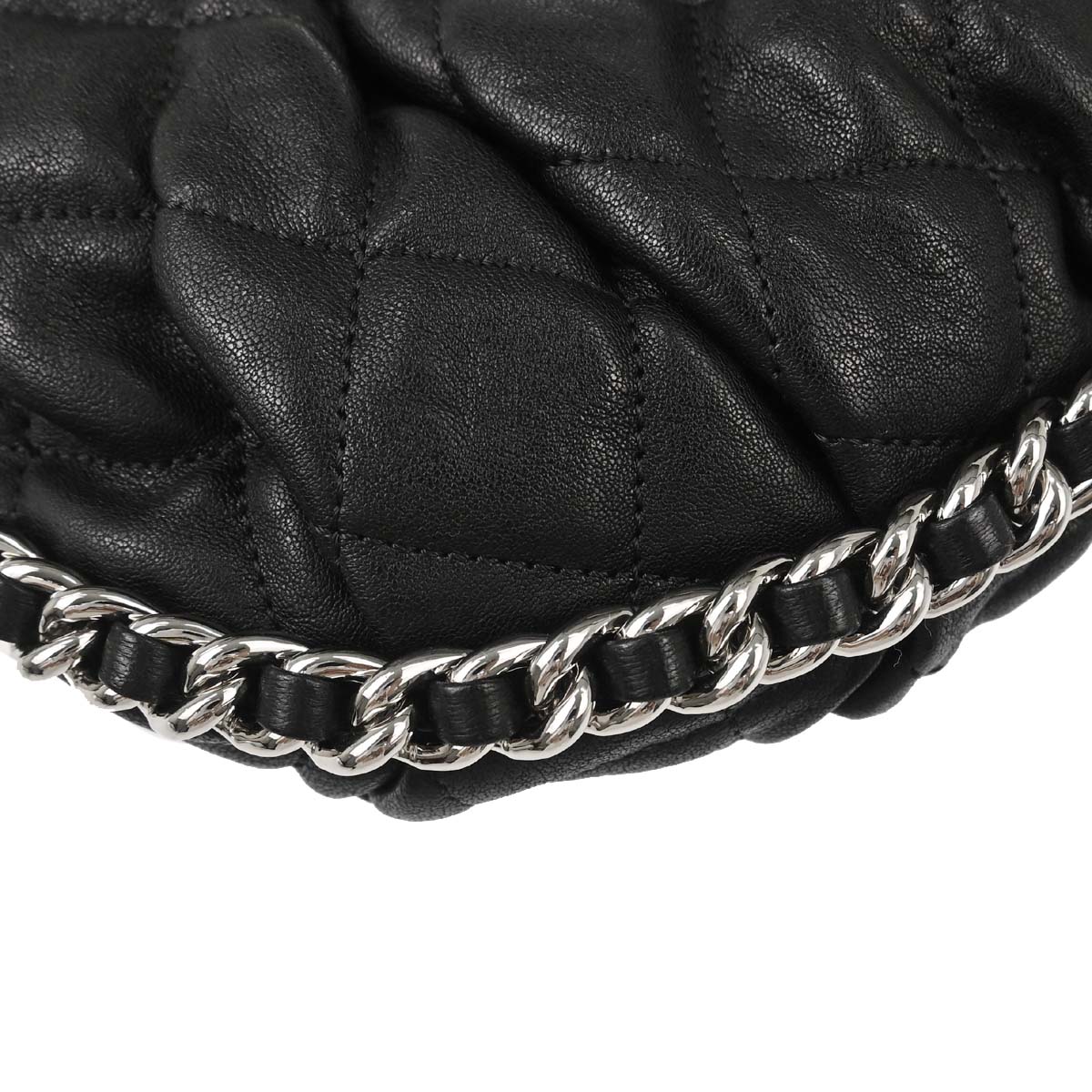 Chanel 2012 Black Calfskin Chain Around Shoulder Bag