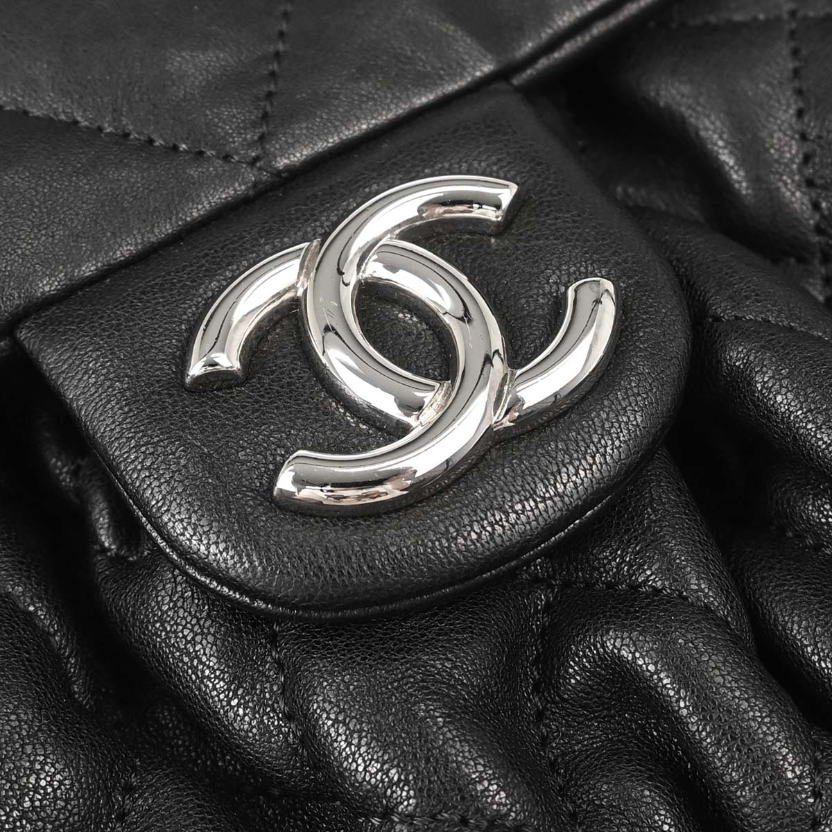 Chanel 2012 Black Calfskin Chain Around Shoulder Bag