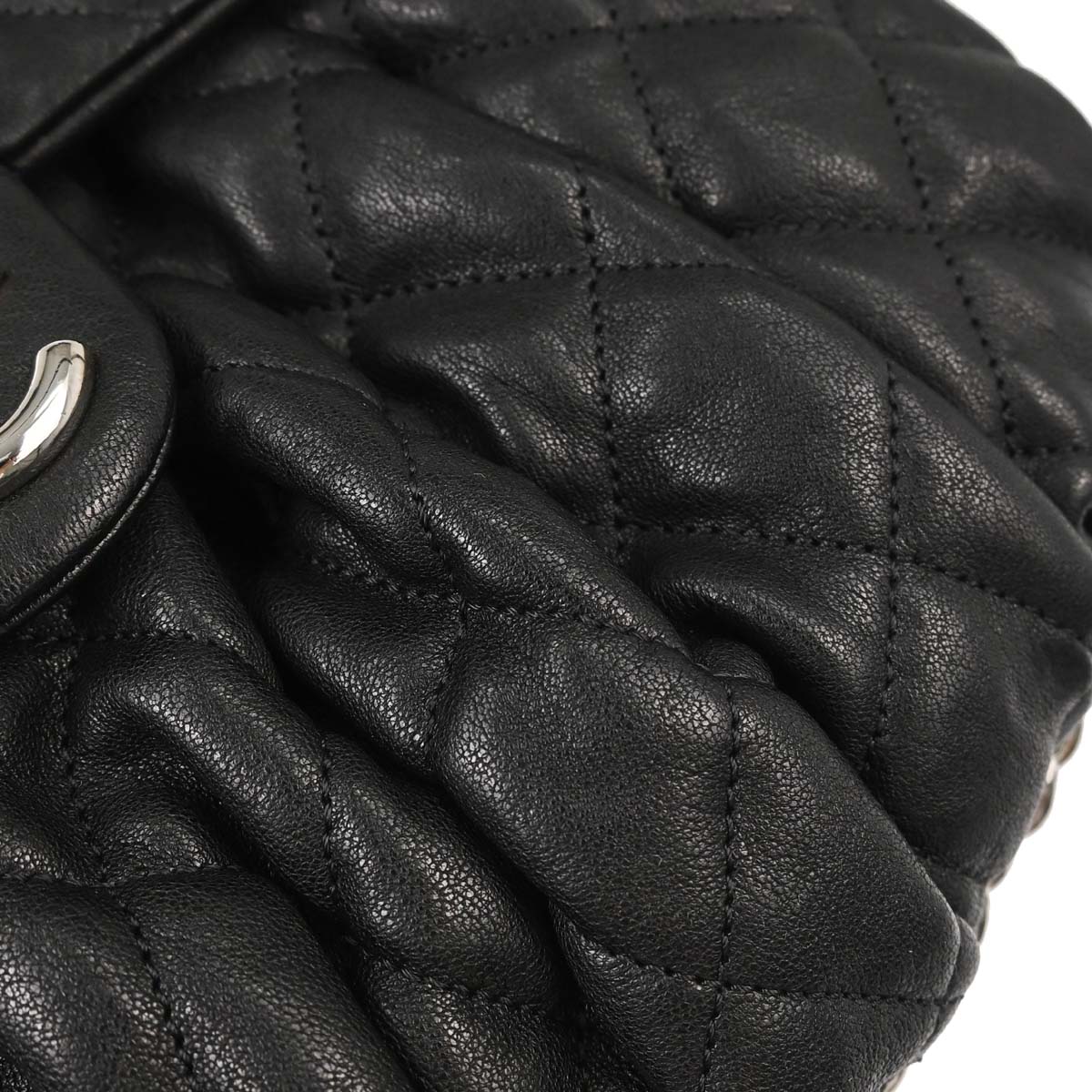 Chanel 2012 Black Calfskin Chain Around Shoulder Bag