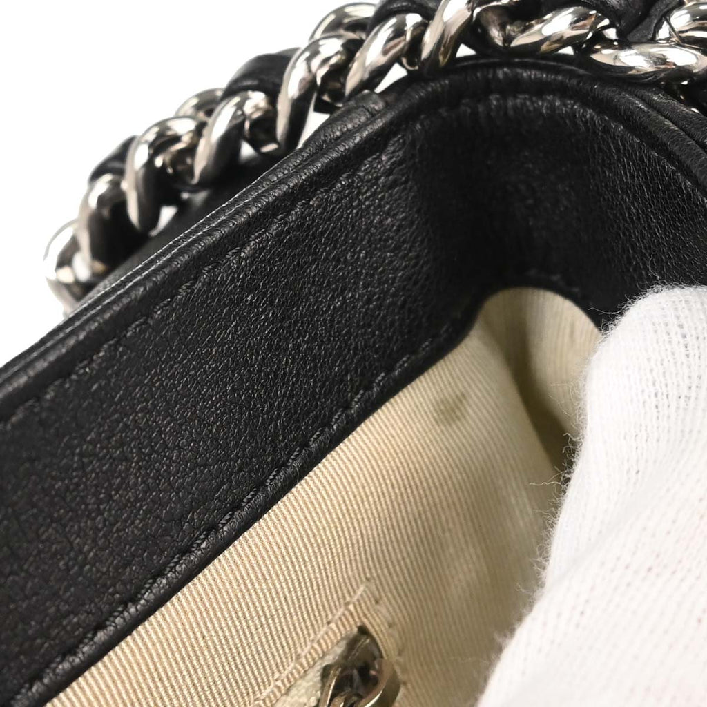 Chanel 2012 Black Calfskin Chain Around Shoulder Bag