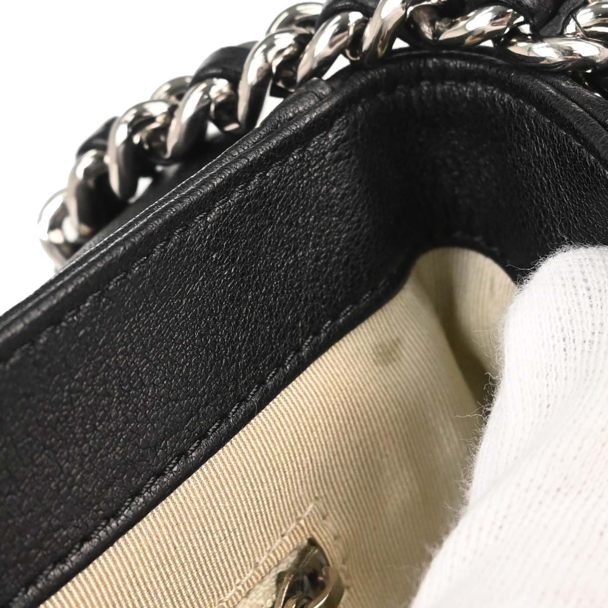 Chanel 2012 Black Calfskin Chain Around Shoulder Bag