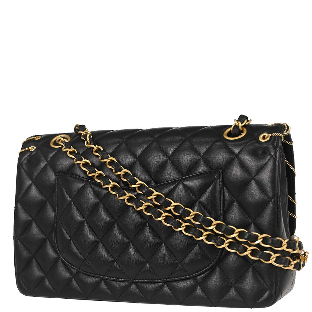 Chanel 2019 Black Lambskin Medium Piercing Chic Double Flap Shoulder Bag