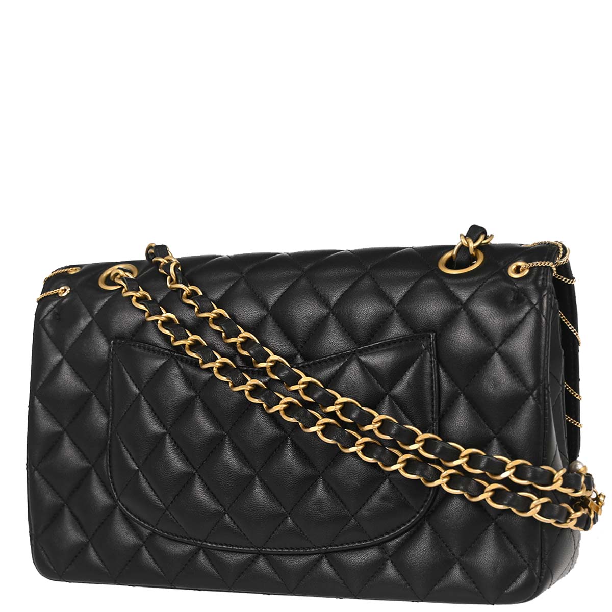 Chanel 2019 Black Lambskin Medium Piercing Chic Double Flap Shoulder Bag
