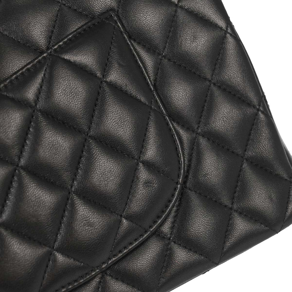 Chanel 2019 Black Lambskin Medium Piercing Chic Double Flap Shoulder Bag