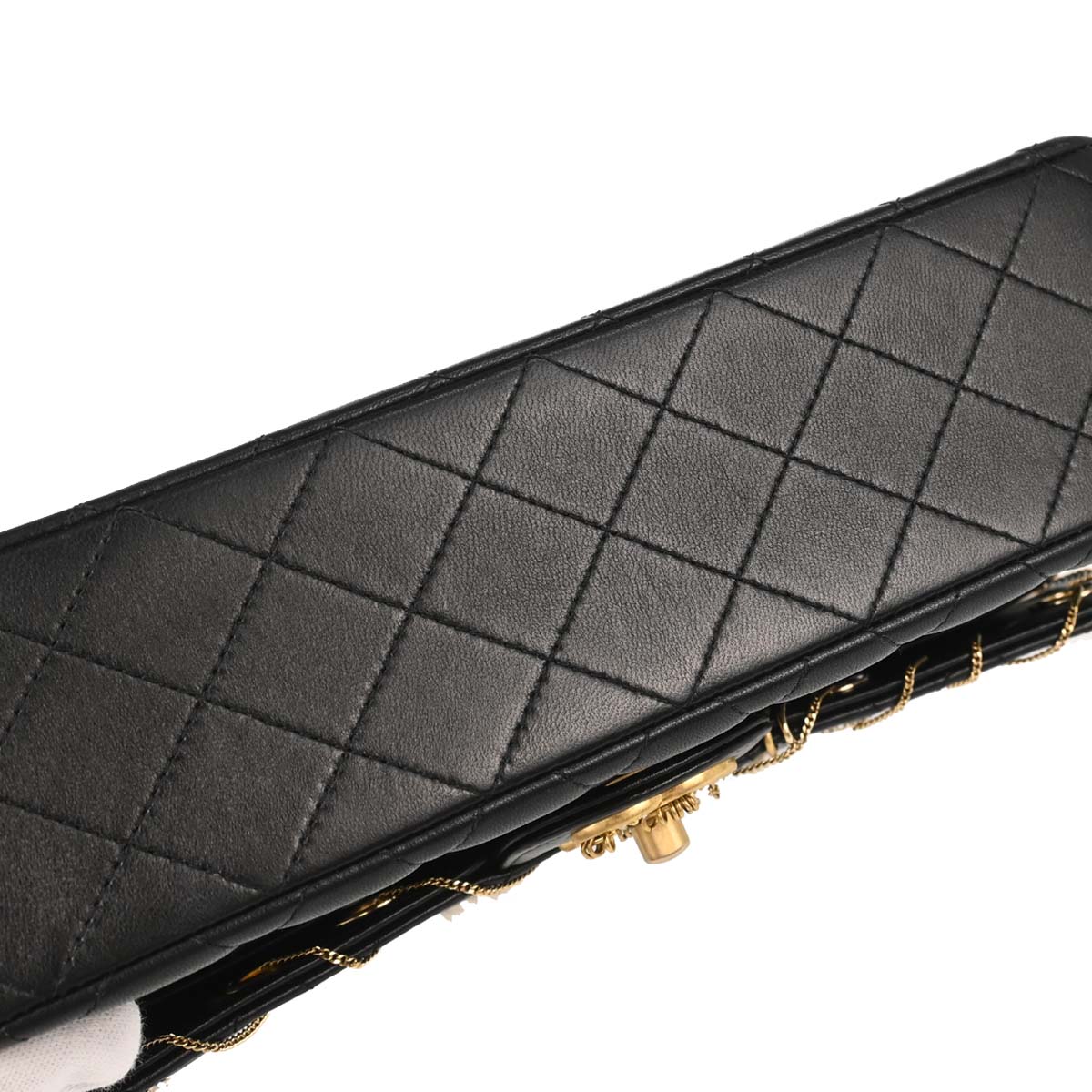 Chanel 2019 Black Lambskin Medium Piercing Chic Double Flap Shoulder Bag