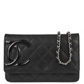 Chanel 2014 Calfskin Cambon Ligne WOC Wallet on Chain Shoulder Bag