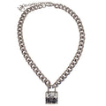 Chanel Padlock Charm Chain Necklace Pendant Silver 14K
