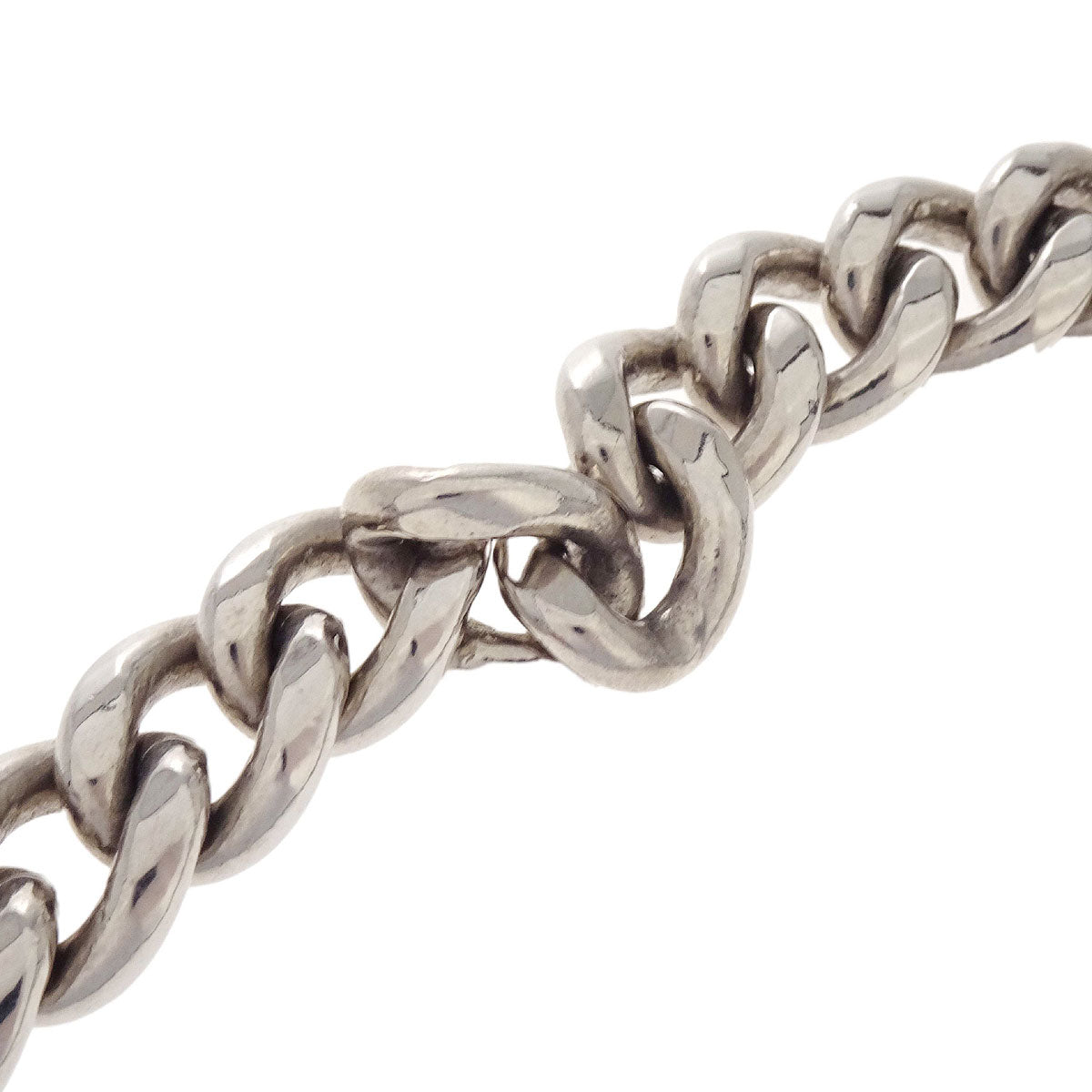 Chanel Padlock Charm Chain Necklace Pendant Silver 14K