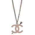 Chanel Gold Pink CC Arrow Pendant Necklace 10P
