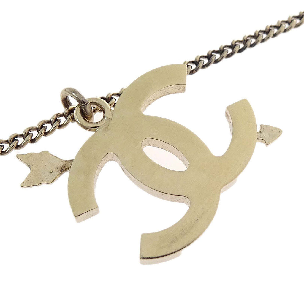 Chanel Gold Pink CC Arrow Pendant Necklace 10P