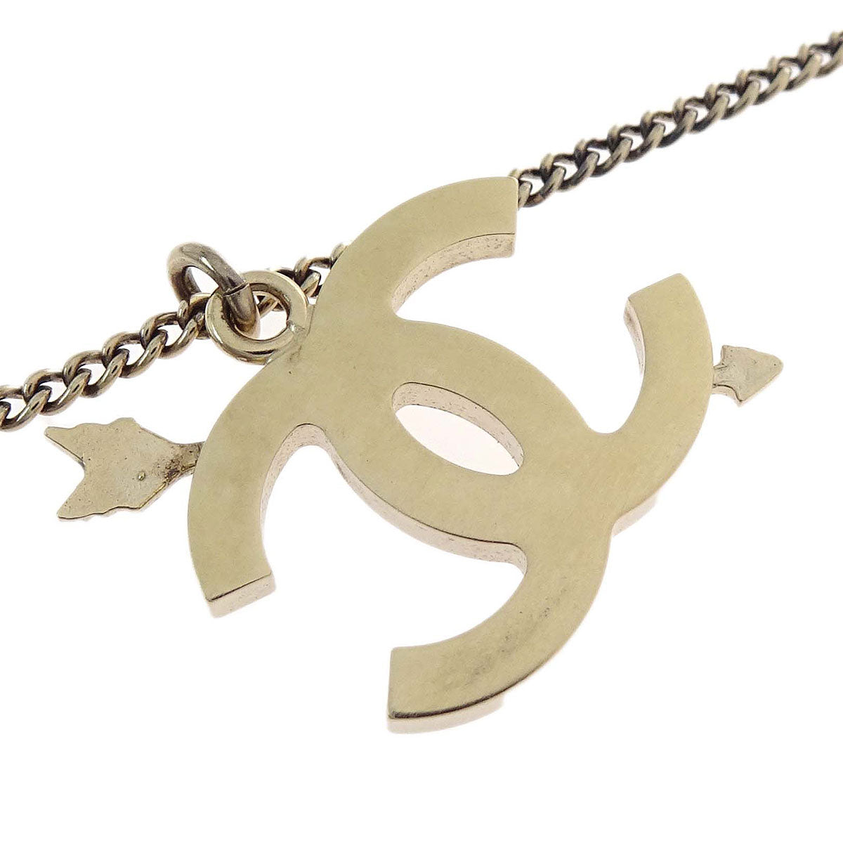 Chanel Gold Pink CC Arrow Pendant Necklace 10P