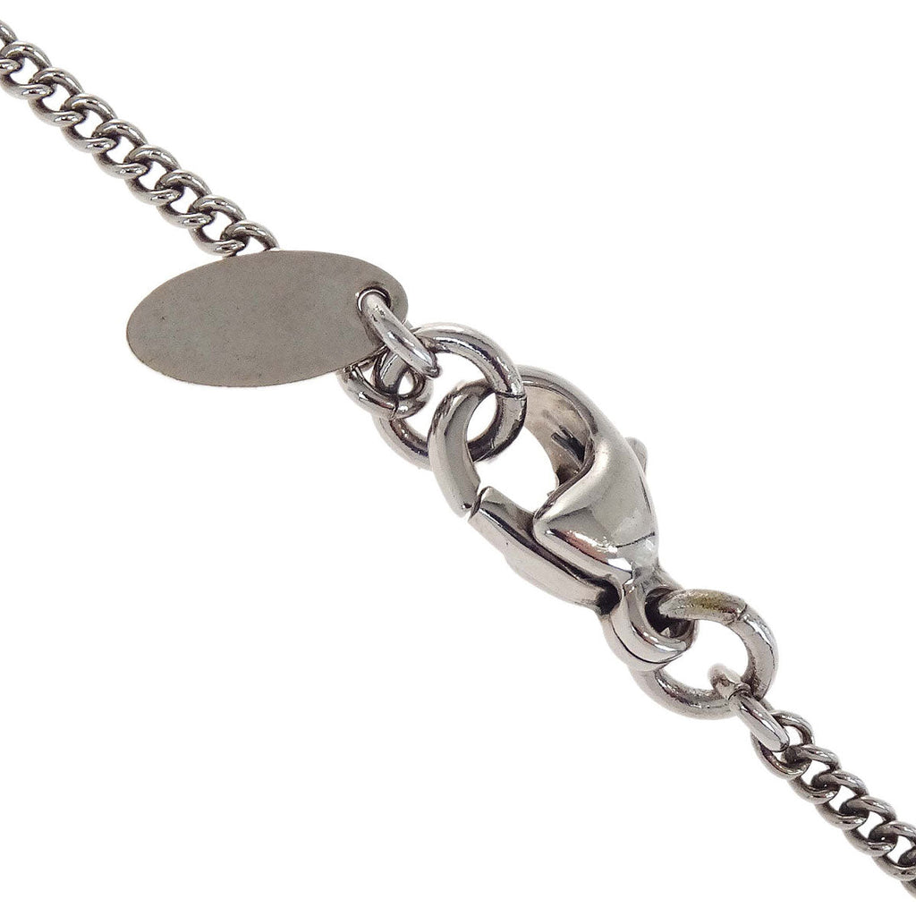 Chanel CC Chain Necklace Pendant Silver Rhinestone 10V