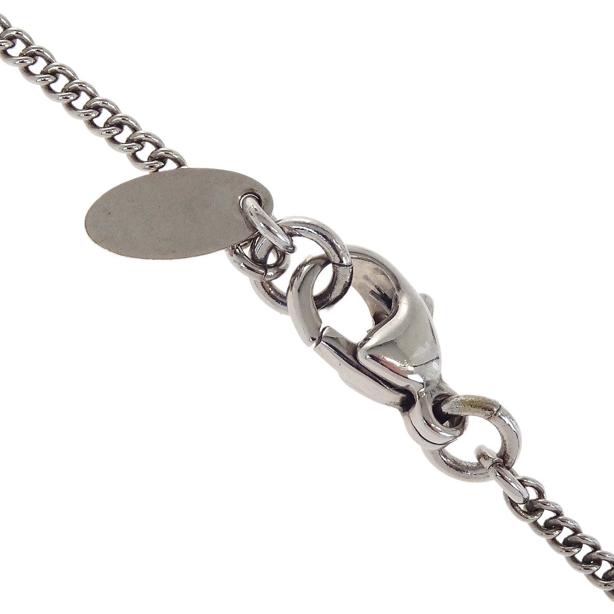 Chanel CC Chain Necklace Pendant Silver Rhinestone 10V