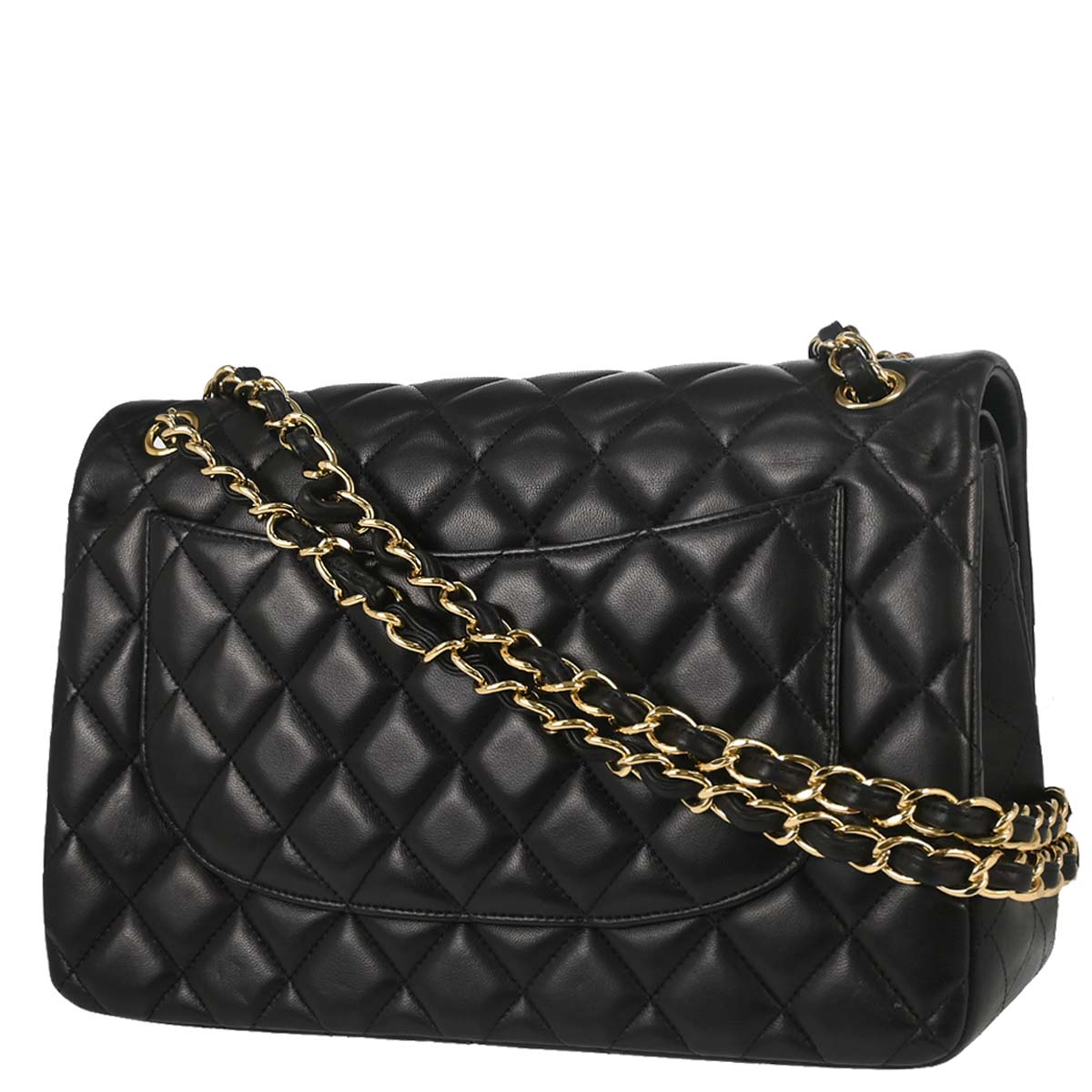 Chanel 2014 Black Lambskin Jumbo Classic Double Flap Shoulder Bag