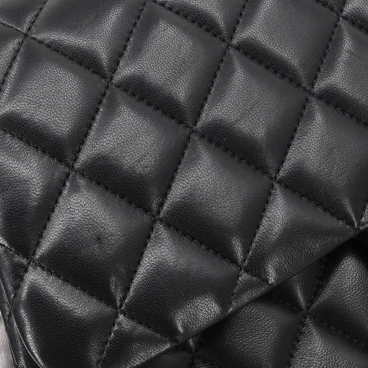 Chanel 2014 Black Lambskin Jumbo Classic Double Flap Shoulder Bag