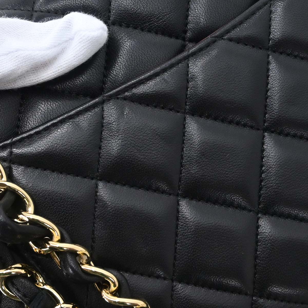 Chanel 2014 Black Lambskin Jumbo Classic Double Flap Shoulder Bag