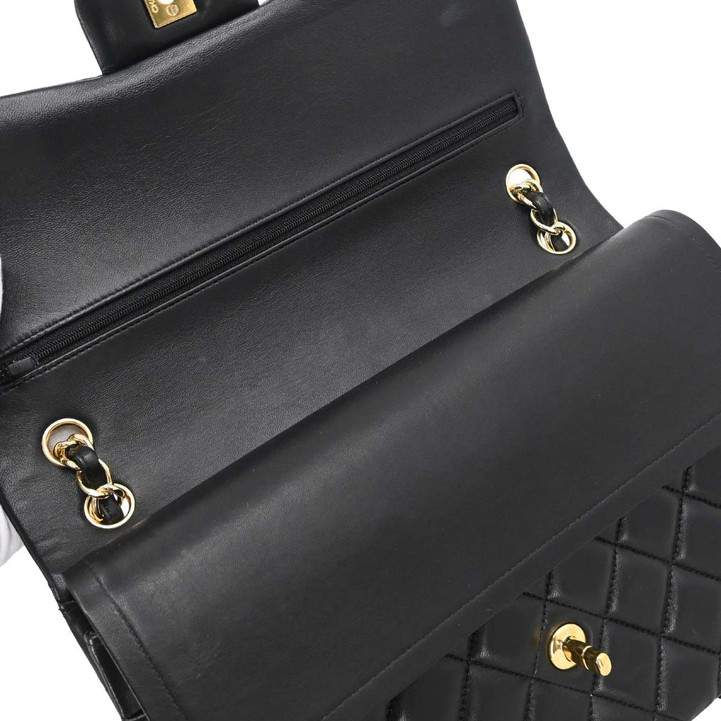 Chanel 2014 Black Lambskin Jumbo Classic Double Flap Shoulder Bag