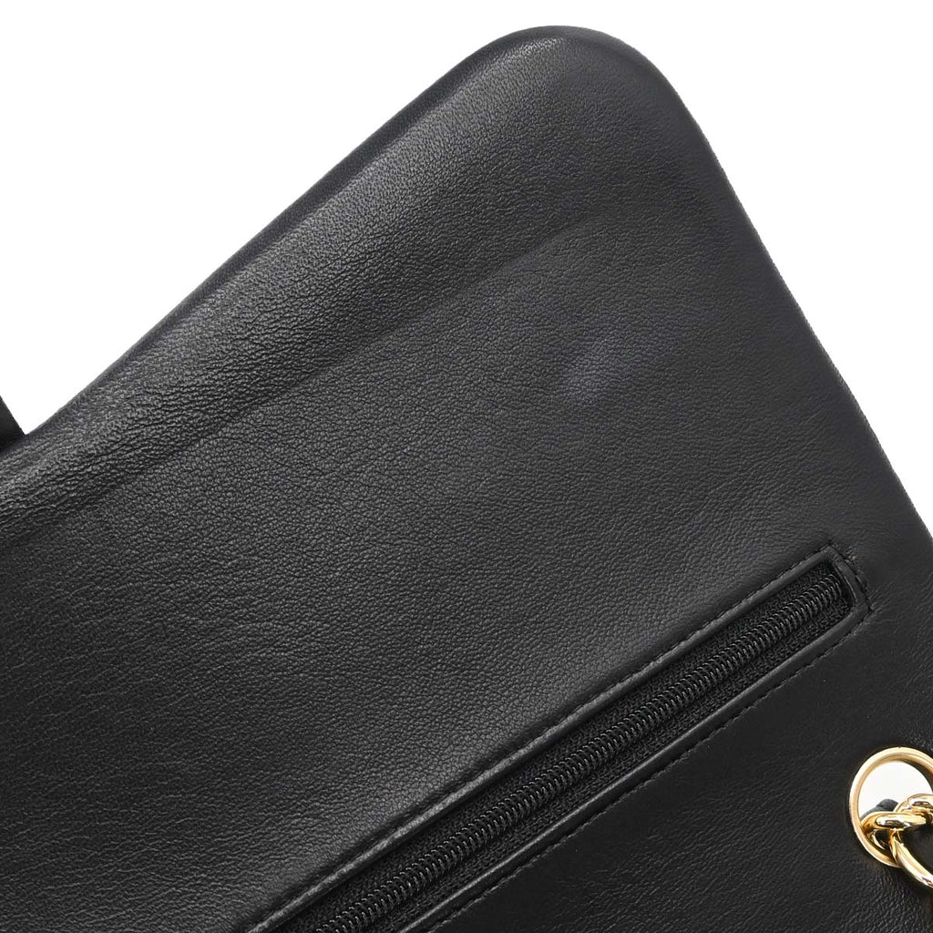 Chanel 2014 Black Lambskin Jumbo Classic Double Flap Shoulder Bag
