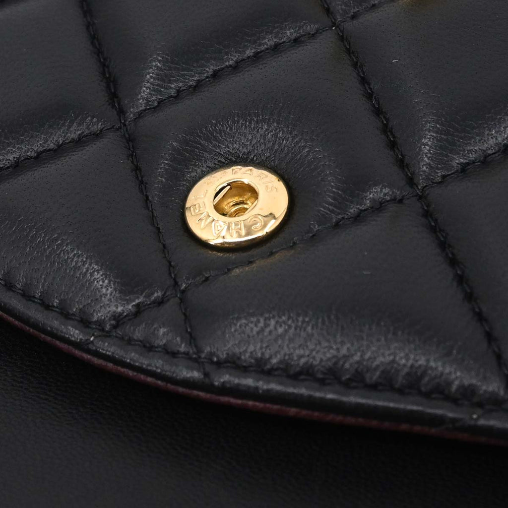 Chanel 2014 Black Lambskin Jumbo Classic Double Flap Shoulder Bag