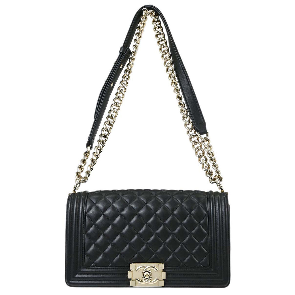 Boy Chanel 2016-2017 Black Lambskin Medium Shoulder Bag
