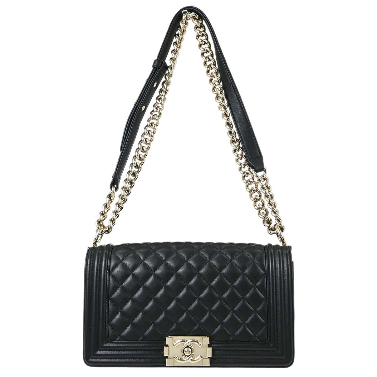 Boy Chanel 2016-2017 Black Lambskin Medium Shoulder Bag