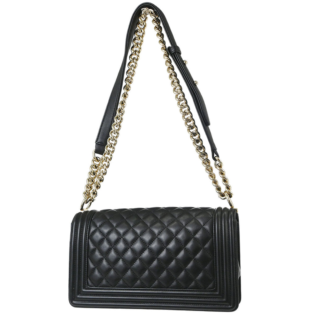 Boy Chanel 2016-2017 Black Lambskin Medium Shoulder Bag