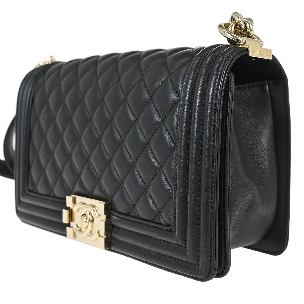 Boy Chanel 2016-2017 Black Lambskin Medium Shoulder Bag