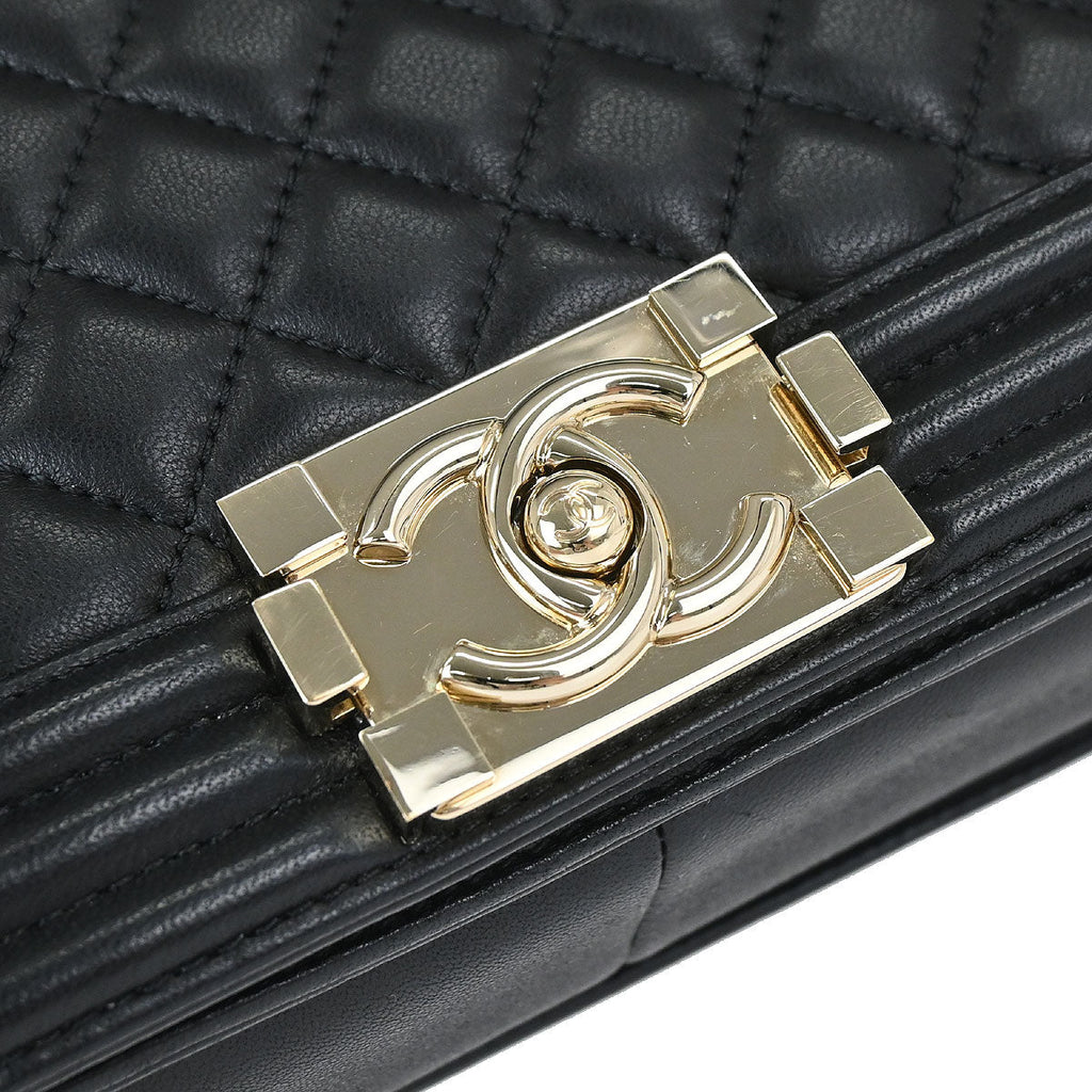 Boy Chanel 2016-2017 Black Lambskin Medium Shoulder Bag