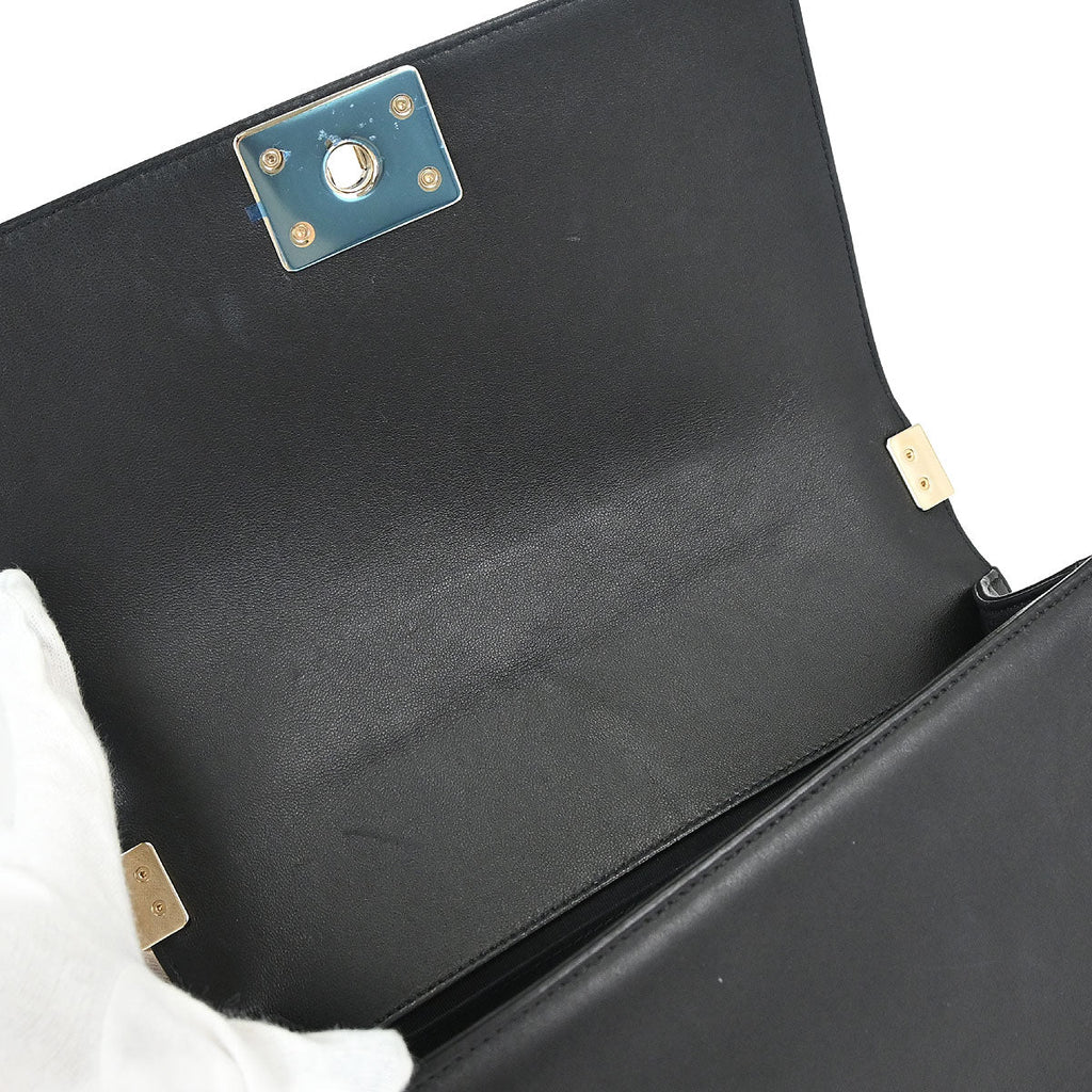Boy Chanel 2016-2017 Black Lambskin Medium Shoulder Bag