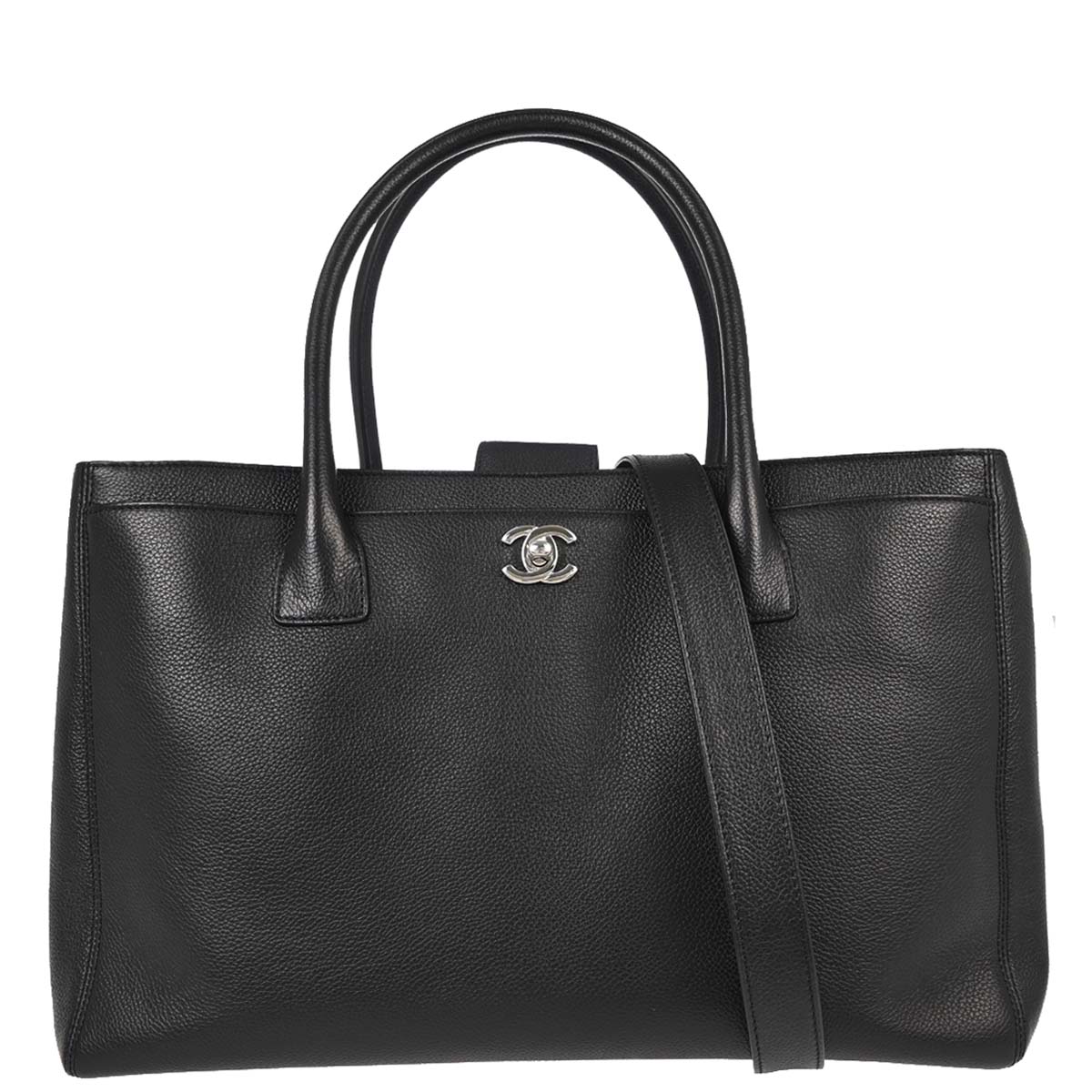 Chanel 2011 Black Calfskin Executive Cerf 2way Shoulder Tote Bag