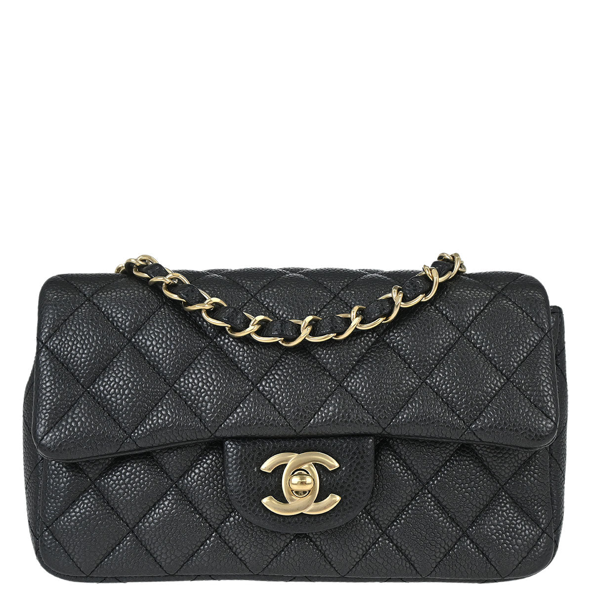 Chanel 2014-2015 Black Caviar Skin Classic Single Flap Shoulder Bag