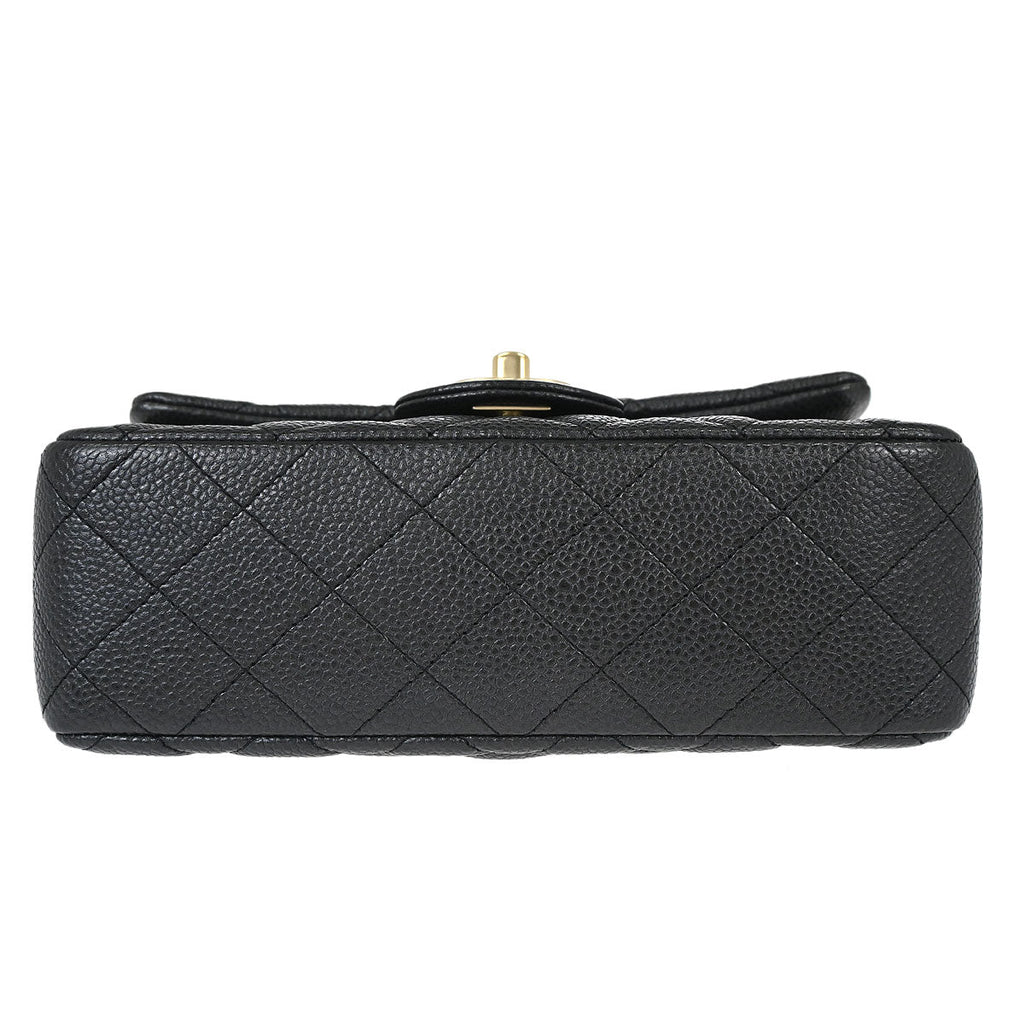 Chanel 2014-2015 Black Caviar Skin Classic Single Flap Shoulder Bag