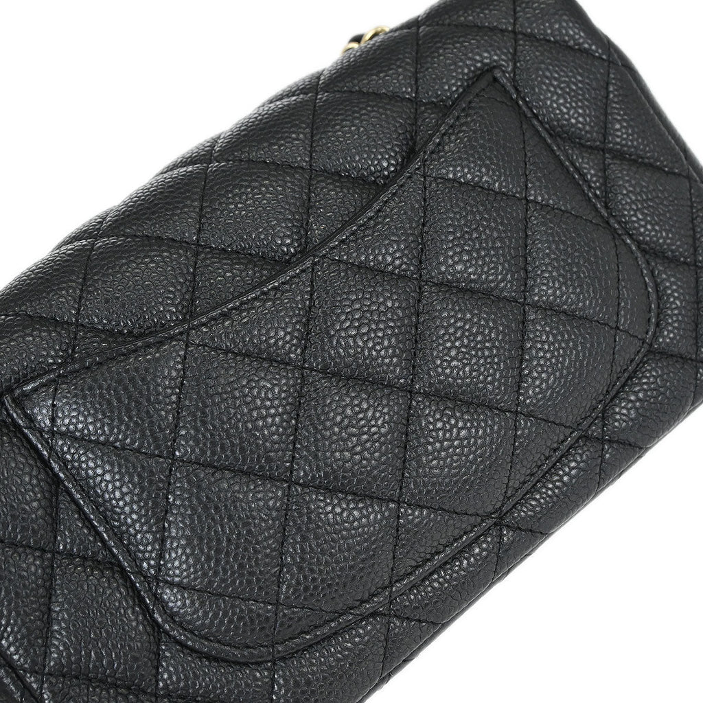 Chanel 2014-2015 Black Caviar Skin Classic Single Flap Shoulder Bag