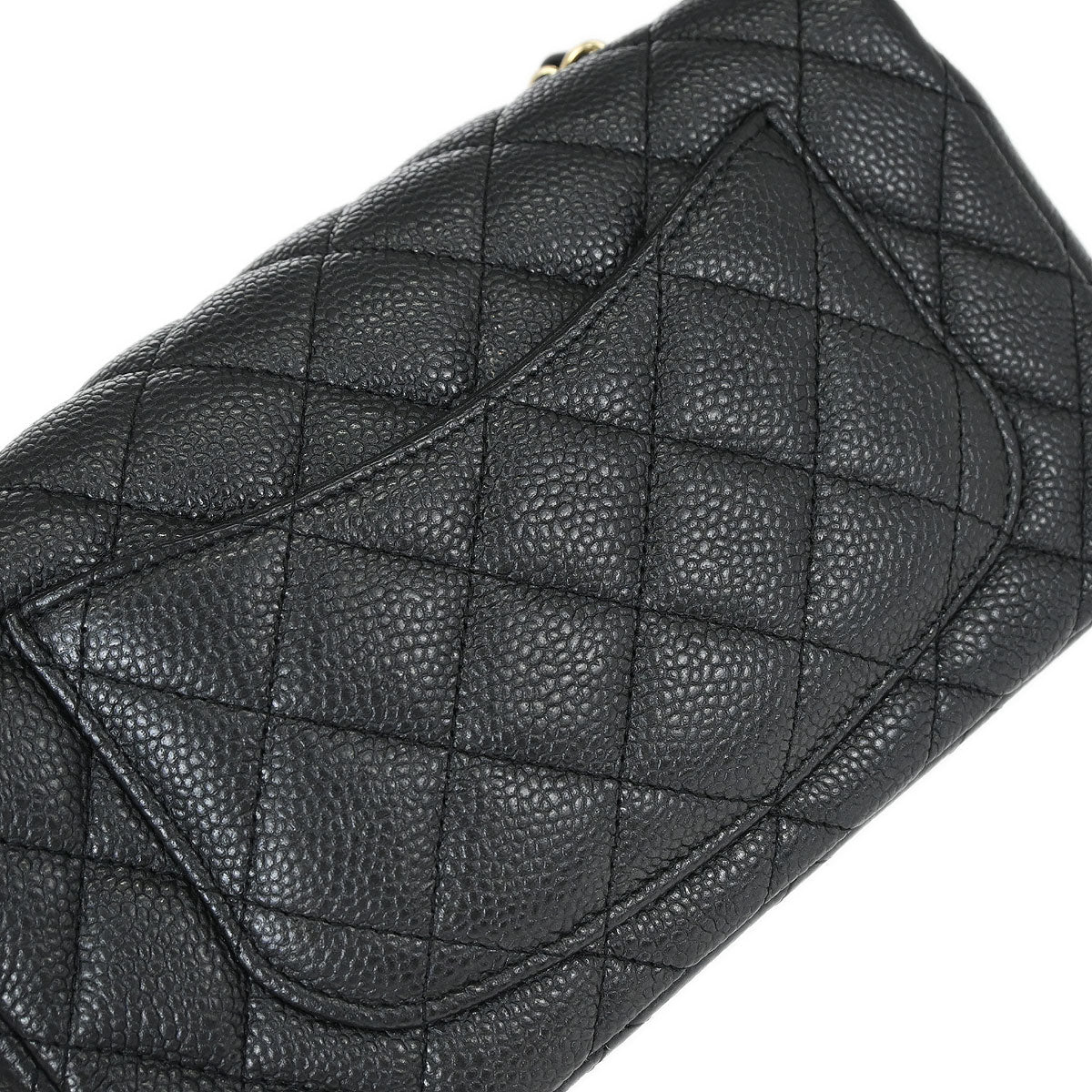 Chanel 2014-2015 Black Caviar Skin Classic Single Flap Shoulder Bag